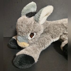 Gray Plush Donkey Stuffed Animal with Black Hooves 14" Long